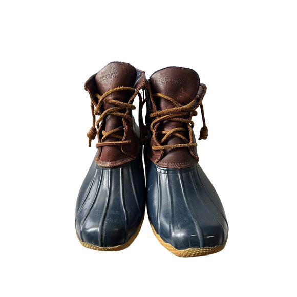 Sperry Size 9 Tan Brown Blue Rubber Hunting Duck Boots Bootie Outdoor Winter - Picture 6 of 13